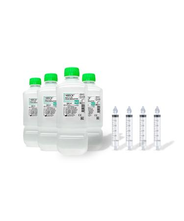VERSOL Physiological Serum Mega Pack Of 4 Bottles Of 1 Liter And 4 Reusable Nasal Syringes. Economical Pack 4x1L The