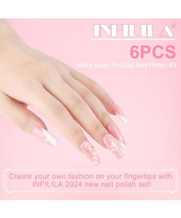 NXJ INFILILA Nude Gel polish 6 Colors Gel Nail Polish Set Milky Nude Pink Gel Nail Polish Kit DIY Nail Art at Home Professional Nail Salon Translucent Nail Polish - Buy Online on GoSupps.com