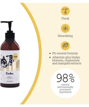 Yope Natural Shower Gel | Natural Linden Flower Extract | Skin Regeneration | Skin Nourishing | Moisturising | For Sensitive Skin | 98% Natural Ingredients | (Linden) - Buy Online on GoSupps.com