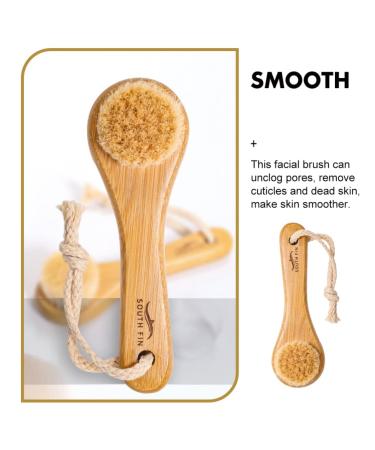Natural Bristles Facial Cleansing Brush - Exfoliate & Eliminate Blackheads | Wooden Brush with Hanging Rope - Buy Online on GoSupps.com
