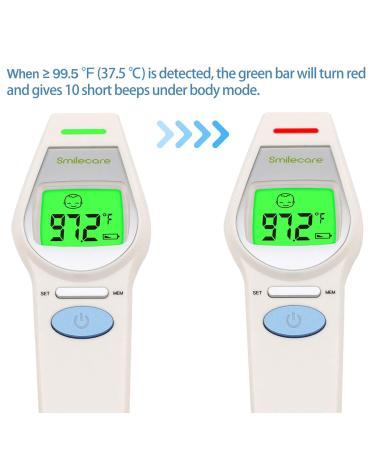 SmileCare Infrared Forehead Ear Thermometer Non-Contact Digital - Instant Readings for Adults and Baby - Fever Alarm - Object Mode - 20 Memory Function - Beige - Buy Online on GoSupps.com