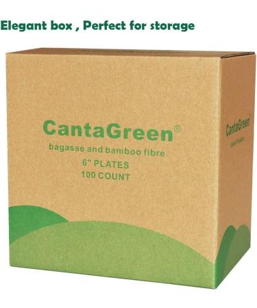 CantaGreen 6 Compostable Dessert Plates - 100 Count | Biodegradable Sugarcane/Bamboo Fibre Disposable Plates - Buy Online on GoSupps.com
