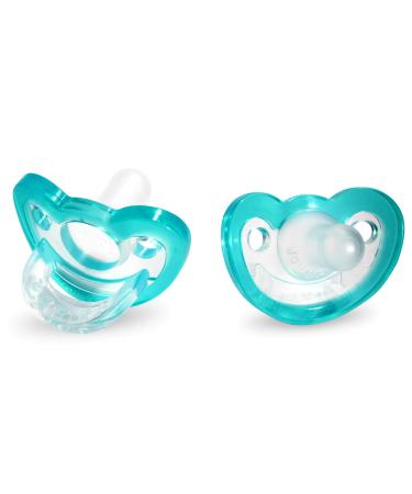 RAZBABY JollyPop Baby Pacifier Newborn, 0-3m, Teal, Double Pack, 2 Count (Pack of 1) (001-TNB)