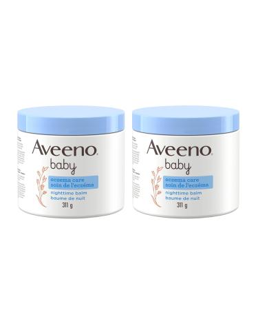 Aveeno Baby Eczema Care Nighttime Balm - Bedtime Body Lotion for itching due to eczema Colloidal Oatmeal + ceramide - Fragrance Free Pack of 2 (622g Total) Night Cream (311G) (Pack of 2)
