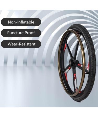 24inch Wheelchair Rear Wheels 1 Pair Solid PU Wheelchair Wheels Magnesium Alloy Wheel Hub Aluminum Alloy Hand Push Ring Suitable for Electric Wheelchair Replacement Accessory - Buy Online on GoSupps.com