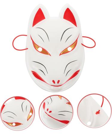 Garneck Fuchsmaske Half Face Cosplay Mask | White Japanese Fox Masquerade Mask for Parties & Festivals | Anbu Fox Dress Up Decoration - Buy Online on GoSupps.com