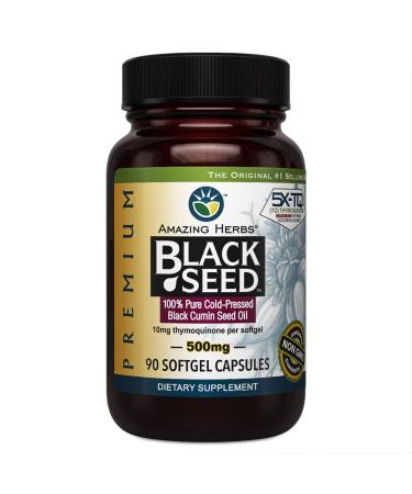 Amazing Herbs Black Seed 500 milligram 90 Softgel Capsules