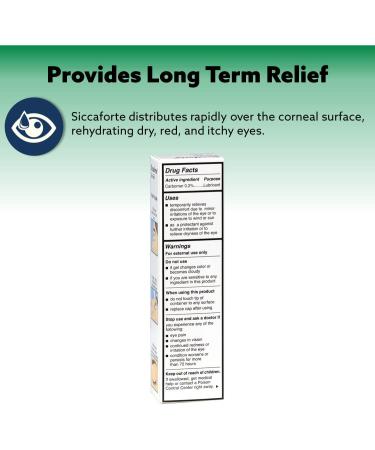Siccasan & Siccaforte Eye Gel for Dry Eyes - Intensive Carbomer & Dexpanthenol Formula | Hydrating Corneal Gel & Lubricant | Night & Day Use | Soothes Sore and Red Eyes - 0.35 oz (Pack of 2) - Buy Online on GoSupps.com