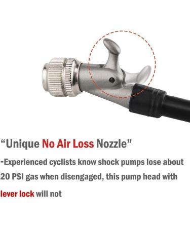 GIYO High Pressure Shock Pump - 300 PSI Max - Fork & Rear Suspension - Lever Lock Nozzle - No Air Loss - Black - Buy Online on GoSupps.com