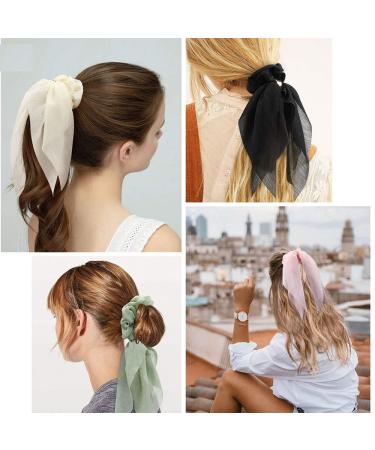 6-Piece Chiffon Floral Hair Scarf Bow Scrunchies Set for Women and Girls - Buy Online on GoSupps.com