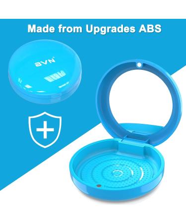 Buy Dnom Dose of Bite Can with Mirror | Premium Denture & Prosthetic Container | Blue Round Box with Silicone Mat for Braces & Teeth Care - Buy Online on GoSupps.com