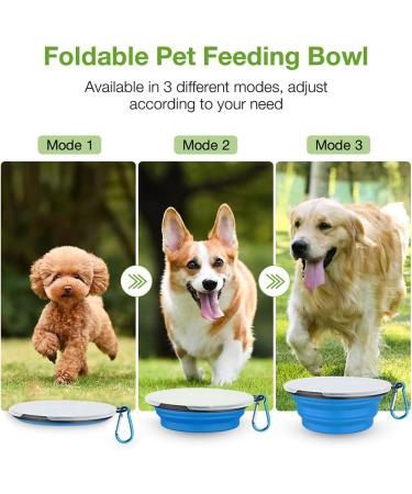 Buy XL Green Blue Foldable Travel Dog Bowls - 2 Pack with Lids & Hooks | Portable Silicone Feeding Bowls for Dogs & Cats - Perfect for Hiking & Camping - Buy Online on GoSupps.com