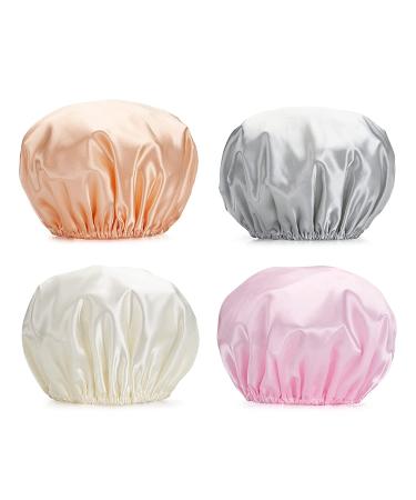 AmazerBath 4-Pack Shower Caps for Women | Double Waterproof Hair Protection, Reusable EVA Medium Size - Buy Online on GoSupps.com