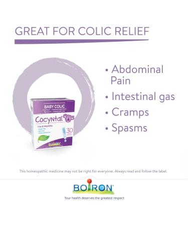 Boiron Cocyntal used for the relief of baby colic: abdominal pain cramps spasms and intestinal gas. 30 unit-doses 1 box - Buy Online on GoSupps.com