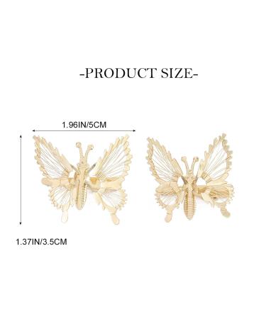 Bartosi 3D Butterfly Hair Clips - Gold Metal Hair Barrettes for Women and Girls (Pack of 2) - Buy Online on GoSupps.com