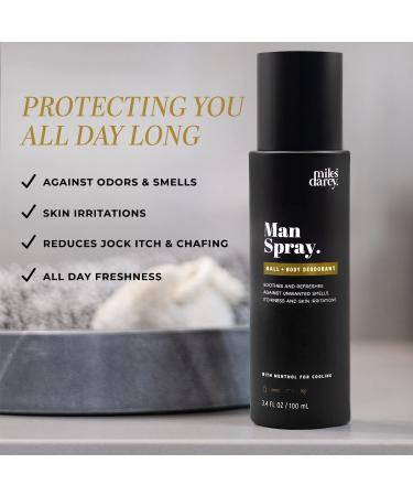 Man Spray - Ball Spray for Men- 100% Natural Mens Body Spray - Our Deodorant for Men is Protecting Refreshing & Fights Against Odors Chafing Itchiness Skin Irritations Fresh 3.4 Fl Oz (Pack of 1) - Buy Online on GoSupps.com