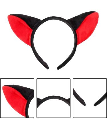 Bohue 2 Pieces Fox Ears Headband Cartoon Fox Halloween Hair Hoops Plush Animal Ears and Horns Headband Halloween Costumes Cosplay Party for Girls Boys (Black) - Buy Online on GoSupps.com