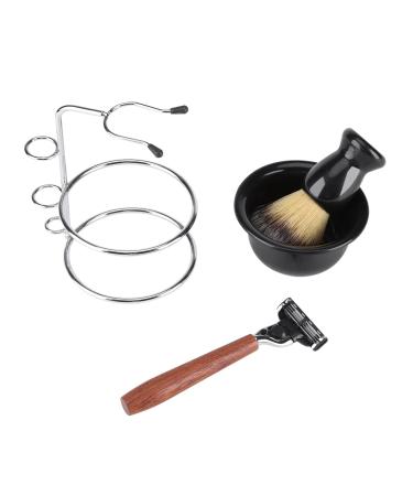 Wet Razor Set for Men | 5-in-1 Shaving Brush | Traditional Barber Manual Razor | Stainless Steel with Holder - Buy Online on GoSupps.com