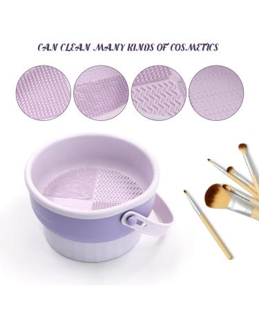 3-in-1 Silicone Make-Up Brush Cleaner & Holder - Clean Store Dry Cosmetic Brushes & Sponges (Purple) | International Shipping - Buy Online on GoSupps.com