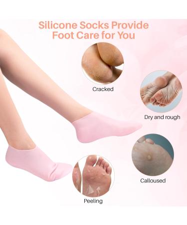 Asilumi 3 Pairs Silicone Socks for Dry Cracked Feet Women Silicone Moisturizing Socks Foot Spa Pedicure Gel Socks for Repairing Dry Feet Foot Care Cracked Heels and Softening Rough Skin - Buy Online on GoSupps.com