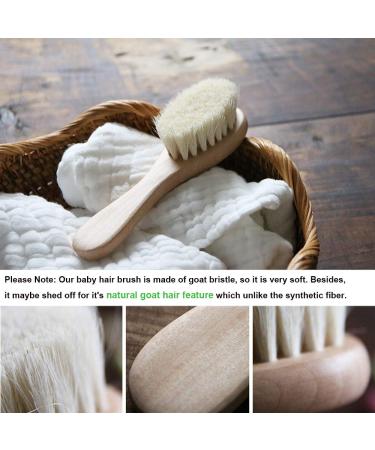 Baby Goat Hair Brush and Comb Set for Newborns & Toddlers - Eco-Friendly Safe Brush for Cradle Cap - Natural Wooden Comb - Perfect Baby Shower Gift - Buy Online on GoSupps.com