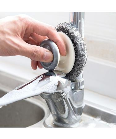 rumoe Stainless Steel Scrubber Heavy Duty Pot Scrubbers Dish Scrubber with Handle Cleaning Brush Wash for Dish - Buy Online on GoSupps.com