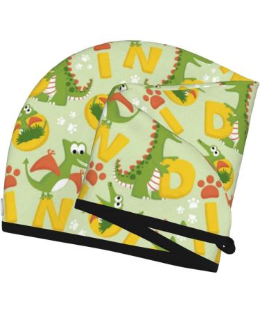 Buy Cartoon Dinosaurs Hair Towel Wrap - Quick-Drying Hair Turban with Button | Soft & Absorbent Head Towel for Effortless Drying - Buy Online on GoSupps.com
