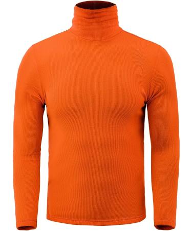 Zengjo Men's Turtleneck Long Sleeve Thermal Base Layer Top - Slim Fit, Orange, Size XL - Buy Online on GoSupps.com