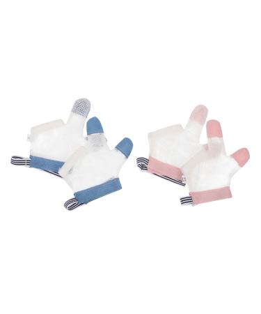 Healeved 2 Pairs Ring Biting Gloves Children's Mittens Kids Tools Thumb Protector Baby Thumb Protector Finger Sucking Stop Gloves Finger Sucking Guard Net Thumb Sucking Guard Baby Supply As Shown M