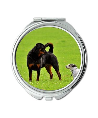 Mirror makeup mirror Rottweiler Purebred Dog Hybrid Animal Meadow Play Pocket Mirror portable mirror