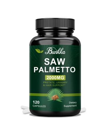 Bunkka Saw Palmetto Prostate Supplements for Men Reduce Prostate Inflammation DHT Blocker for Men to Reduce Balding & Hair Thinning 2000mg 120 Capsules