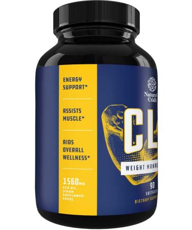 Natures Craft Pure CLA Weight Loss Supplement | 1000mg Safflower Oil Softgels | Conjugated Linoleic Acid Complex for Metabolism Boost and Belly Fat Burn | 90 Count - Buy Online on GoSupps.com