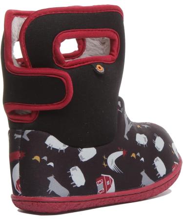 BOGS Baby Wellington Boots Plum Flower Stripe 71565 | UK Child Size 3-8 | Farm Black Multi - Buy Online on GoSupps.com