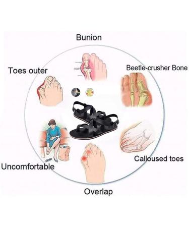 Men's Adjustable Strap Sandals - Orthopedic Bunion Corrector Beach Shoes with Metal Buckle - Comfortable Walking Sandals for Foot Correction - Size 6 Black - Buy Online on GoSupps.com