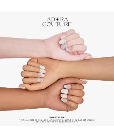Adora Couture Semi Cured Gel Nail Strips - Pink & White Sparkle Manicure | Press On Nails for Women - Home Salon Kit (Sweetie Pie) - Buy Online on GoSupps.com