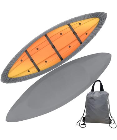 MirMengs Waterproof 420D Kayak Cover, 9.3-18ft Extra Thick UV Protection Kayak Covers for Outdoor Storage, Universal Canoe Storage Dust Cover Sunblock Shield for Fishing Boat Paddle Board M (For 10.8-12ft kayak) Gray