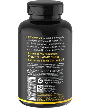 Sports Research Vitamin D3 2000 IU - 360 Mini Liquid Softgels | Immune Support & Bone Health - Buy Online on GoSupps.com
