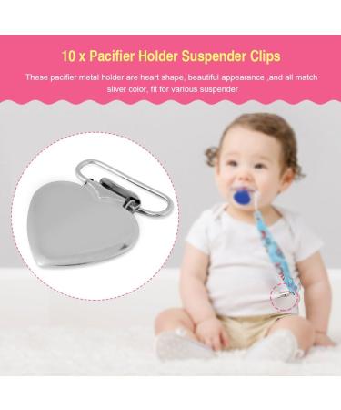 Zerodis 10-Pack Metal Heart Shape Pacifier Holder Clips | Cute DIY Pearl Accessories for Babies - Buy Online on GoSupps.com