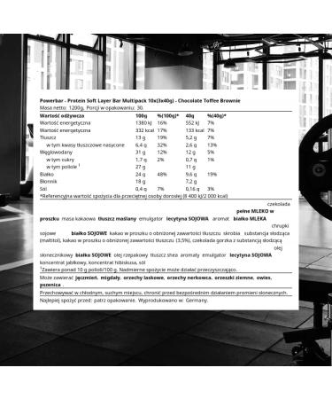 Powerbar Protein Soft Layer Bar (10x3x40g) Chocolate and Caramel Brownie - Buy Online on GoSupps.com