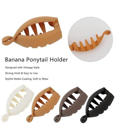 Hapdoo 4Pcs Small Hair Claw Clips for High Ponytail - Strong Hold Matte Banana Clips for Fine Hair - Mini Hair Jaw Clips Styling Accessories - Buy Online on GoSupps.com