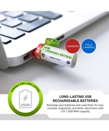 Survival Frog EasyPower USB AA Rechargeable Batteries - 1.2V 1450 mAh Long Lasting AA Batteries - 4 Pack USB Rechargeable Batteries for Eco-Friendly Power - Buy Online on GoSupps.com
