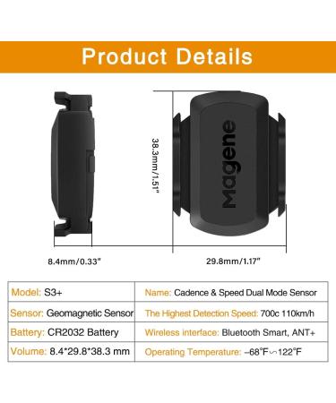 Magne Speed/Cadence Sensor for Cycling - Wireless Bluetooth/Ant+ RPM Sensor for Road & Spinning Bikes - Compatible with Onelap, Wahoo, Zwift, Strava - Buy Online on GoSupps.com