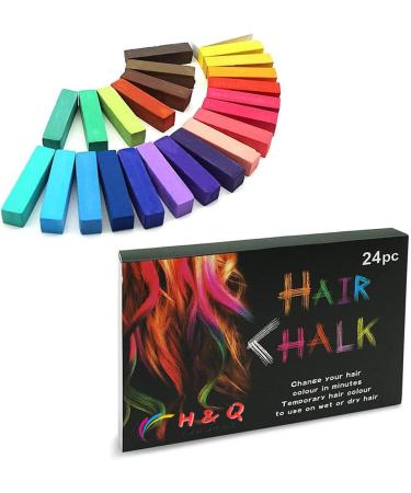 Hair Chalk 24-Color Set Non-Toxic Temporary Hair Dye Pastels for Women Girls Kids Teens and Adults - Easy to Apply Washable Vibrant and Safe Hair Coloring Solution H&Q