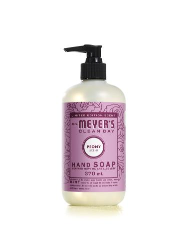 Mrs. Meyer's Clean Day Liquid Hand Soap Peony Cruelty Free and Biodegradable Hand Wash Made with Essential Oils 370 ml Soap Pump Bottle