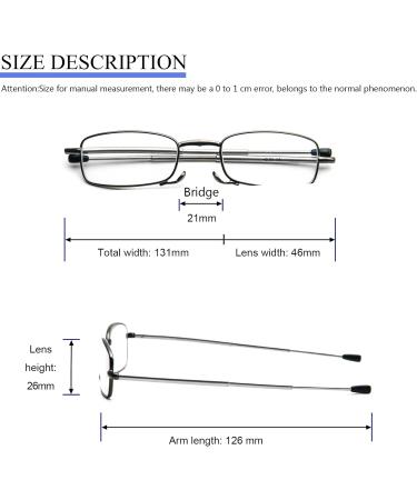 MMOWW Foldable Reading Glasses for Women & Men - Telescopic Pole Mini Anti Blue Light Glasses (+2.5 Gray) - Perfect for Travel - Buy Online on GoSupps.com