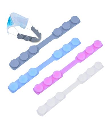 1 Set of 4 Colors Face Mask Holder Mask Extenders/Ear Savers Silicone Bands Anti-Tightening Strap for Masks to Prevent Ear Pain,Grips Extension Buckle Holder Hook Ear Strap,Adjustable Comfort Mask 4 Color 4 Count (Pack of 1)