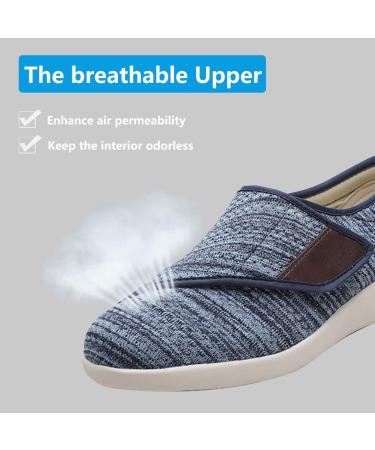 Womens Extra Wide Diabetic Shoes - Adjustable Strap Sneakers for Swollen Feet - Light Blue, Size 8 - Buy Online on GoSupps.com