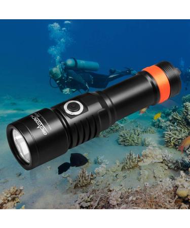 ORCATORCH D530 Scuba Dive Light, 1300 Lumens, 8 Degrees Narrow Beam Angle, Titanium Alloy Side Button Switch, 2 Lighting Modes, with Battery Indicator, for Underwater 150 Meters Diving Cool White Light