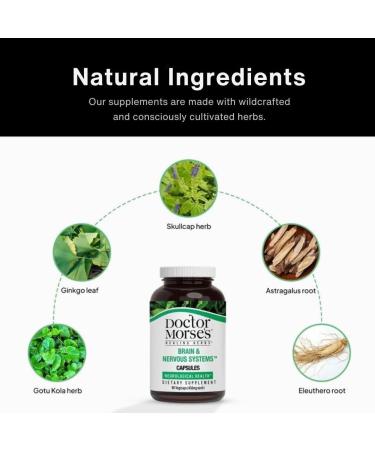 Doctor Morse's Brain & Nervous Systems Support - Support Immunity & Stress Level - Naturopath Formulated Nootropic Supplement - Ginkgo Leaf, Gotu Kola, Astragalus Root & Butchers Broom - 90 Capsules - Buy Online on GoSupps.com
