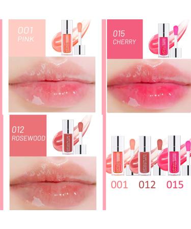 Lip Plumping Oil Trio Set - Hydrating Gloss, Tinted Balm, Nourishing Care - Long Lasting Lip Glow Oil with Big Brush - Non-sticky, Glitter Shine Primer - Pink, Rosewood, Cherry Red - Buy Online on GoSupps.com